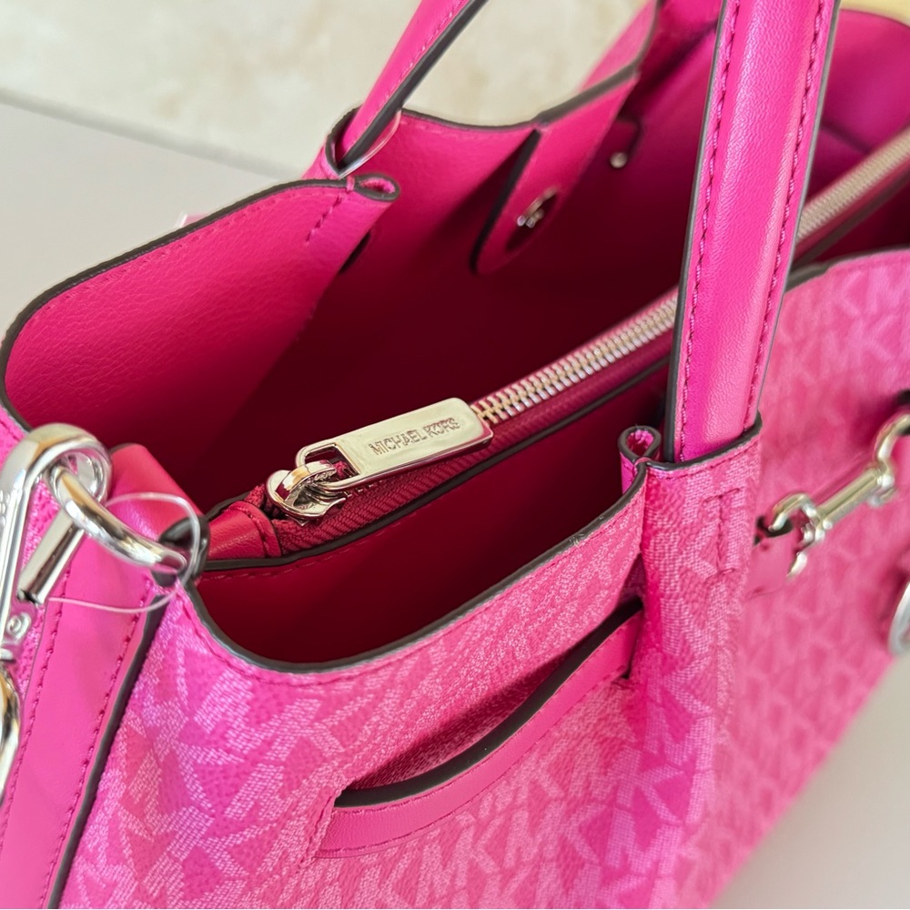 Michael Kors Carson MD Satchel Shoulder Bag MK Dragonfruit - Picture 12 of 14